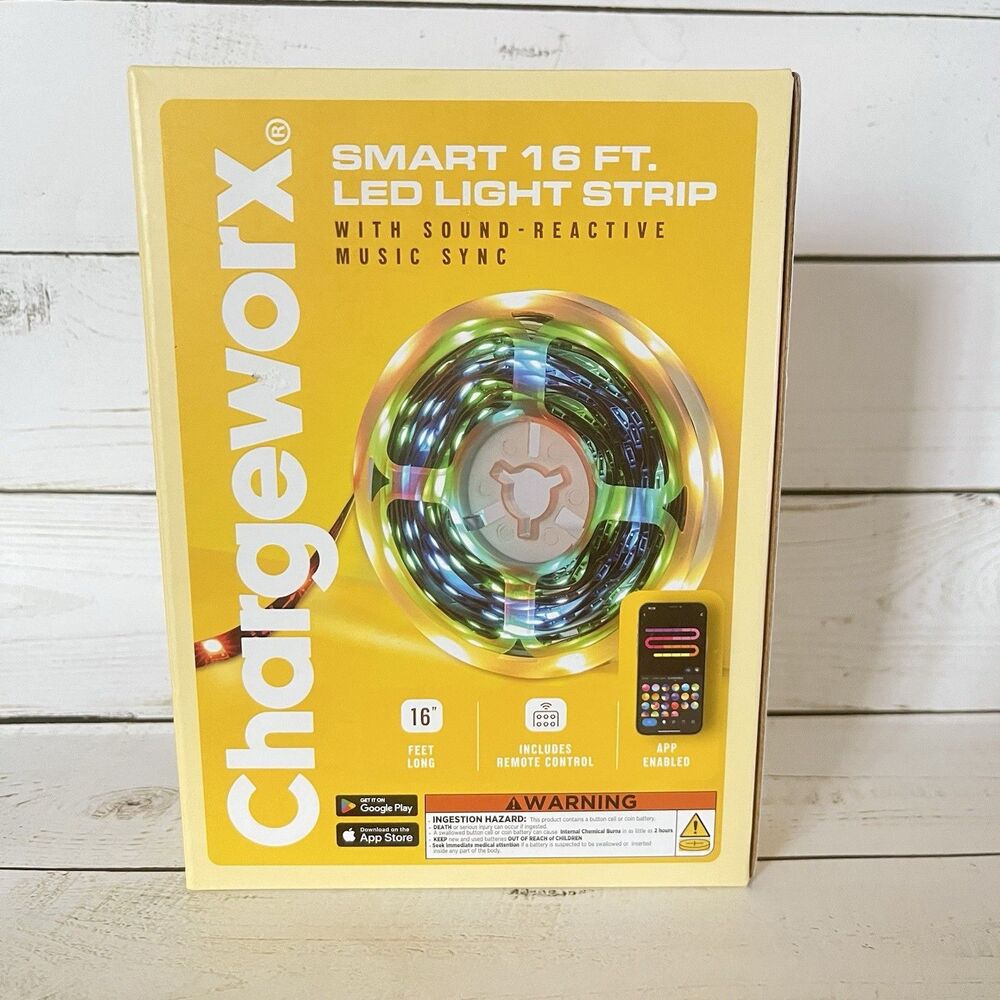 ChargeWorx 16ft LED Multicolor Light Strip Remote Control Indoor New In box